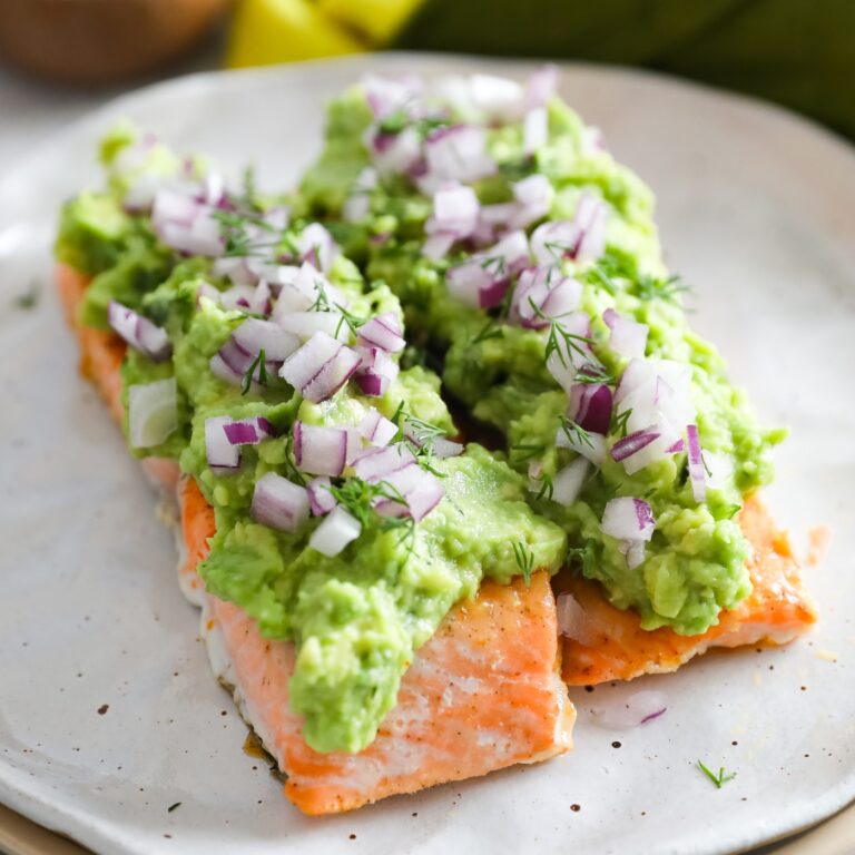 Baked Salmon with Avocado Mash