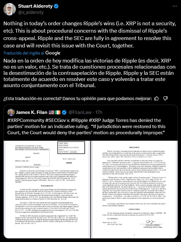 Judge rejects Se-Ripple Agreement: XRP in Limbo?
