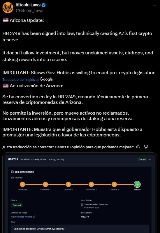 The Arizona reserve puts inactive bitcoin at risk
