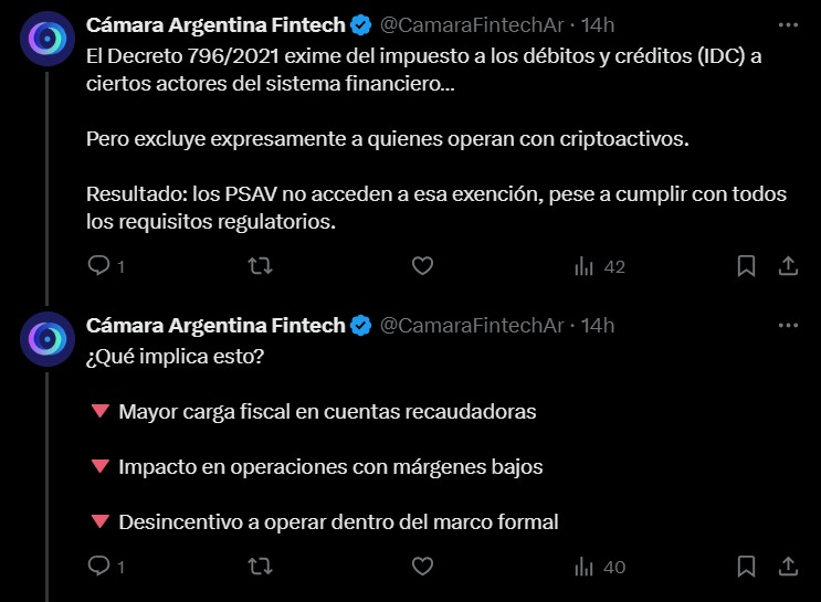 Cryptocurrency companies denounce fiscal inequality in Argentina