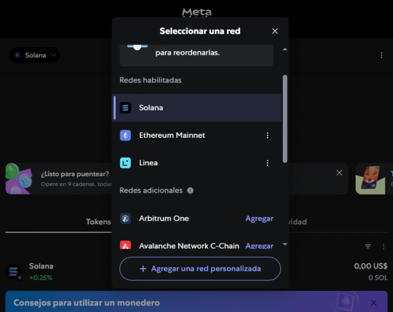 Metamask now allows you to use solar (sun)