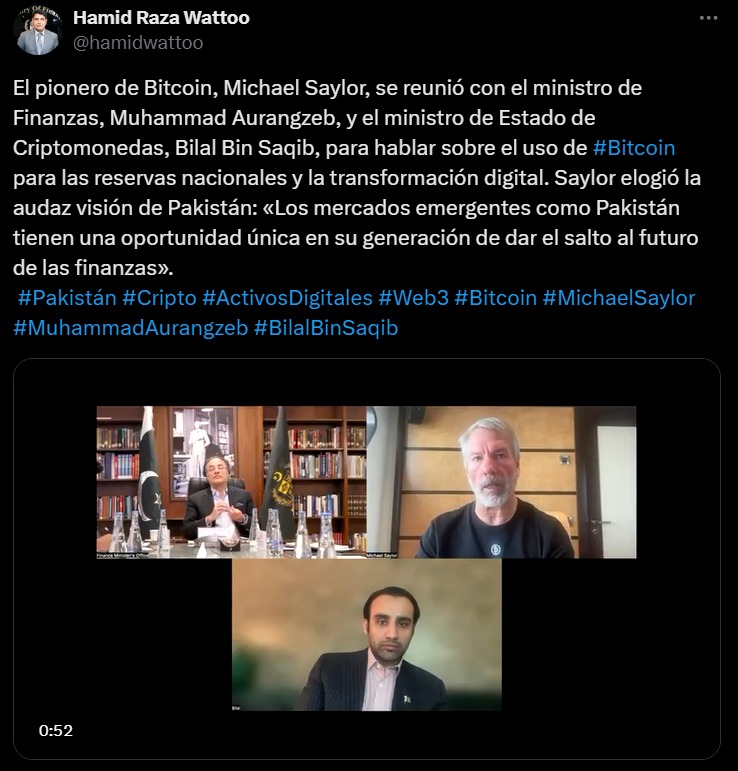 Pakistan adds Michael Saylor in his Bitcoin advisors