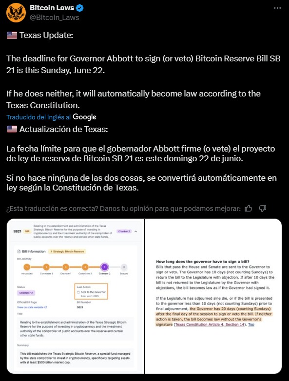 Texas will create a Bitcoin reserve this week