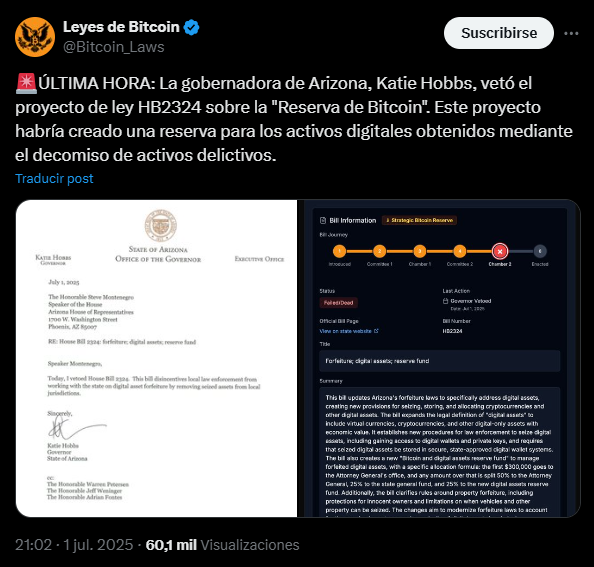 Bitcoin reserves laws fall and prohibit reserves in the United States