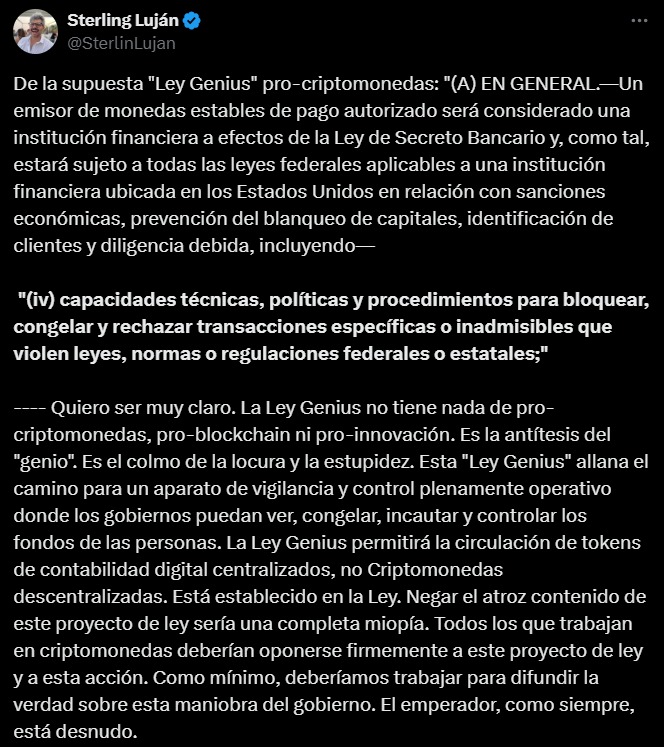 “Genius law is not what it seems; it paves surveillance and control”: Gladstein