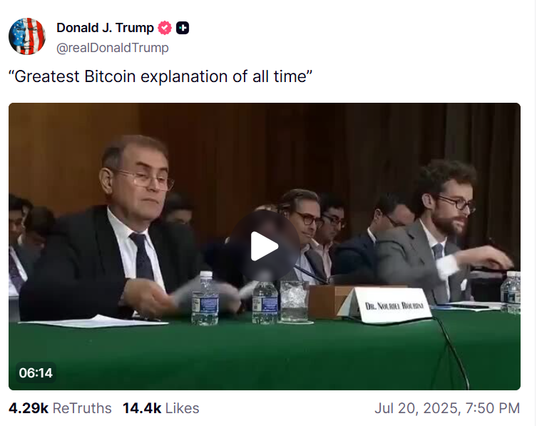 Trump publishes what “Bitcoin’s best explanation of all time”