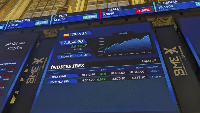 The Ibex hits a new intraday high above 17,400 points at the start of the year